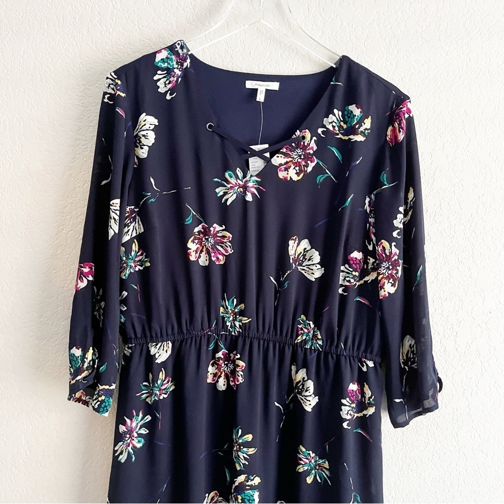 MAURICES Navy Floral Print Dress Size Large NWT - Picture 3 of 10